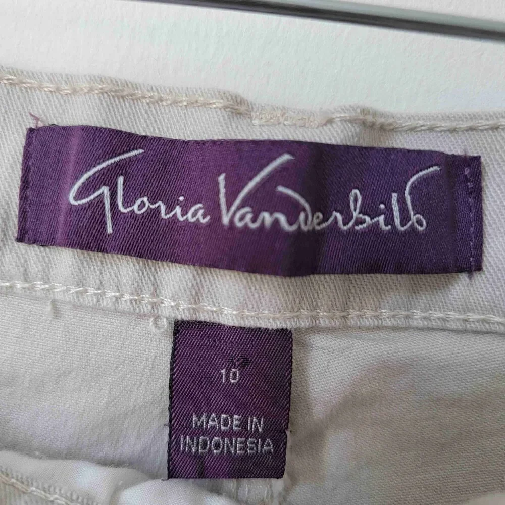 Gloria Vanderbilt Amanda Cream 5 Pocket Button Closure Belt Loop Pants Size 10